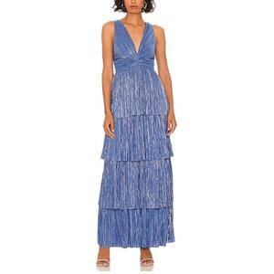 Sabina Musayev Delphina Tiered Maxi Dress, Blue Size Large (RARE/SOLD OUT)